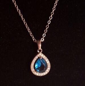 Blue and Silver Teardrop Gemstone Necklace